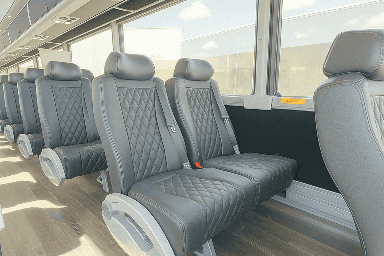 interior of San Francisco Shuttle Bus Rentals charter bus